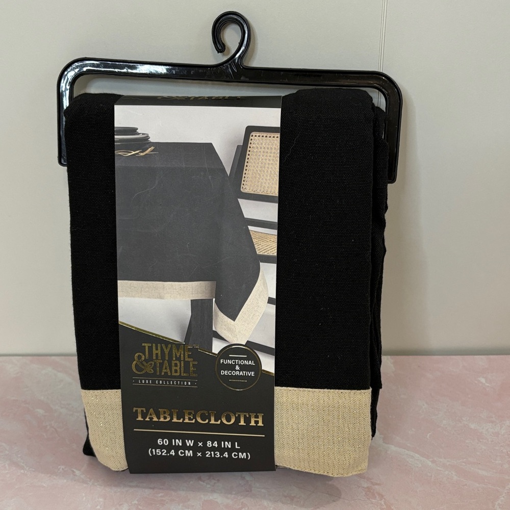 Thyme & Table Black and Tan Tablecloth